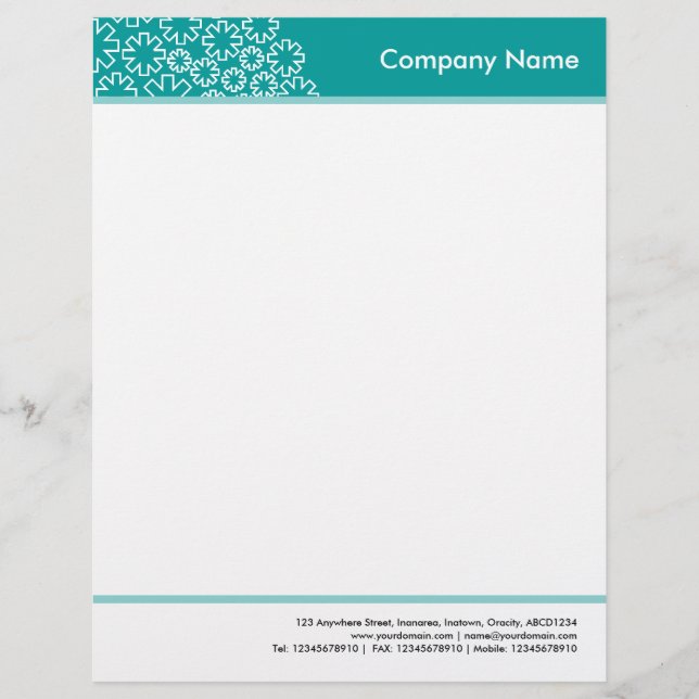 Headed and Footed - Asterisk - Deep Turquoise Letterhead (Front)