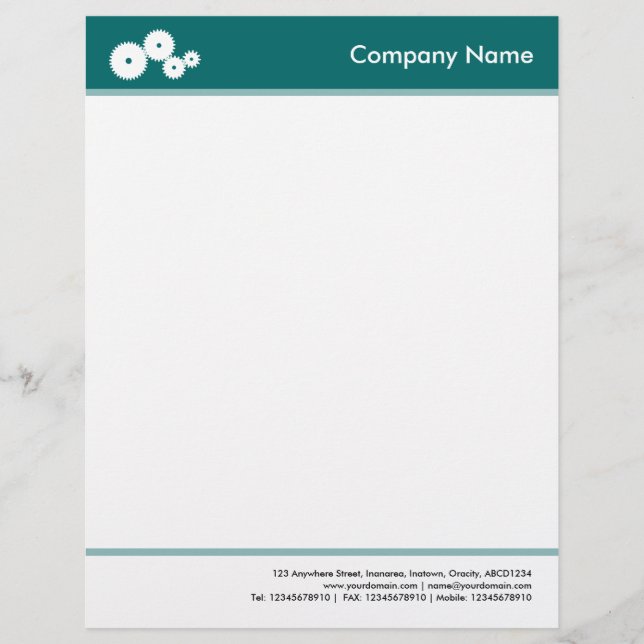 Headed and Footed (Gears) - Moss Green Letterhead (Front)