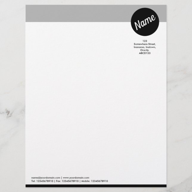 Header and Circle - Black and Grey Letterhead (Front)