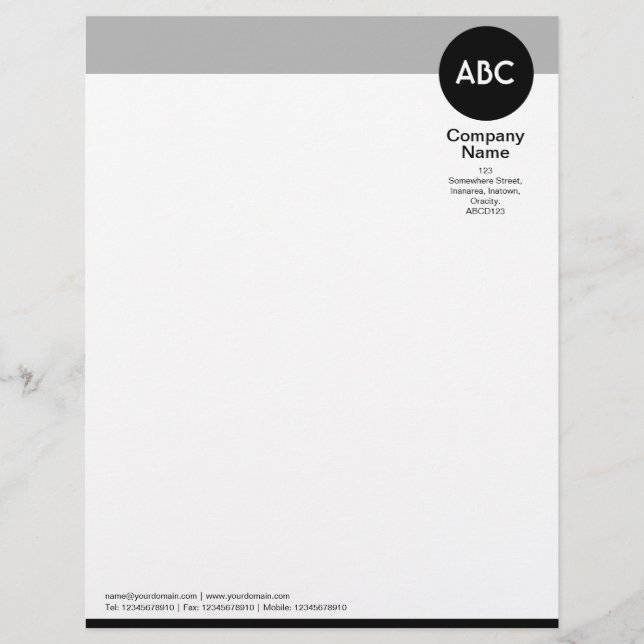 Header and Circle V2 - Black and Grey Letterhead (Front)