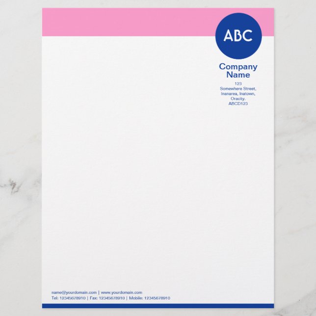 Header and Circle V2 - Pink and Navy Blue Letterhead (Front)