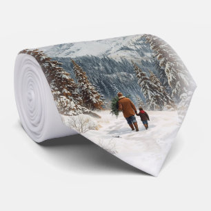 Heading Home - Mens Custom Christmas Necktie   