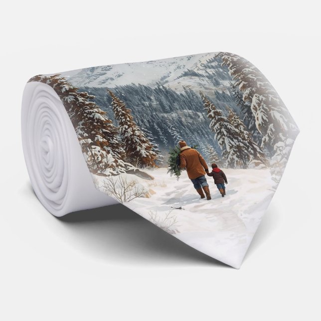 Heading Home - Mens Custom Christmas Necktie    (Rolled)