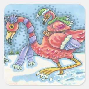 HEADING SOUTH PINK FLAMINGOS HOLIDAY STICKERS