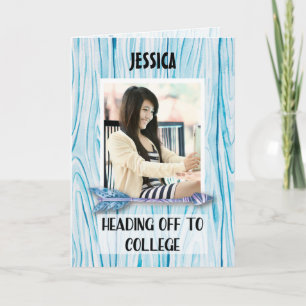 Heading to College Custom Name Photo on Teal Blue  Card