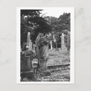 Headless Angel Statue Old Cemetery Postcard Text