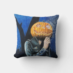 Headless Biker Throw Pillow