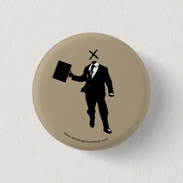 headless businessman 1 inch round button (Front)