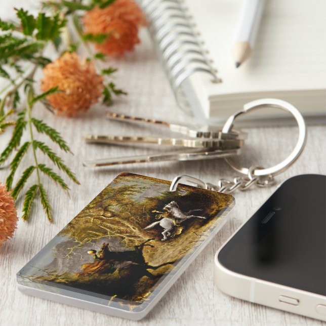 Headless Horseman Chasing Ichabod Crane Keychain (Front Right)