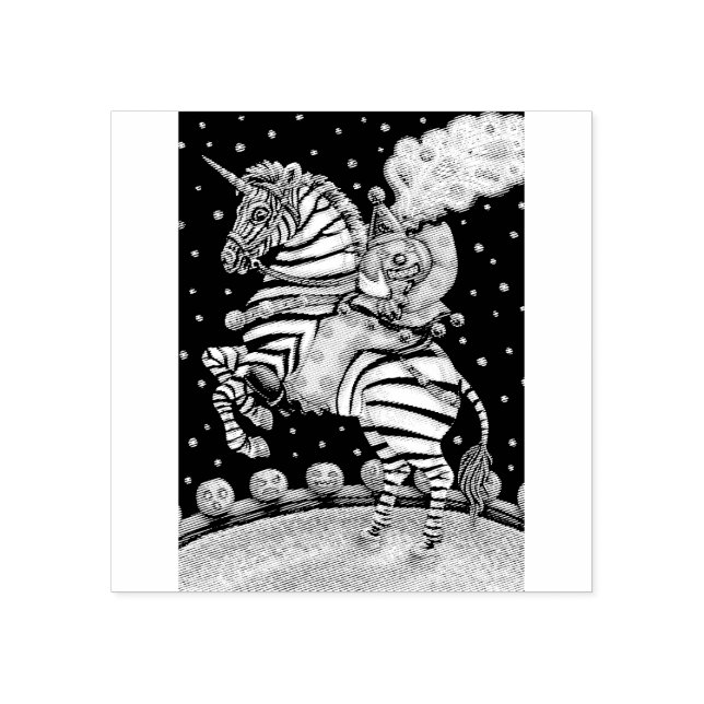HEADLESS HORSEMAN CLOWN ON ZEBRA RUBBER STAMP (Imprint)