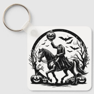 Headless Horseman Halloween Circle Design Keychain