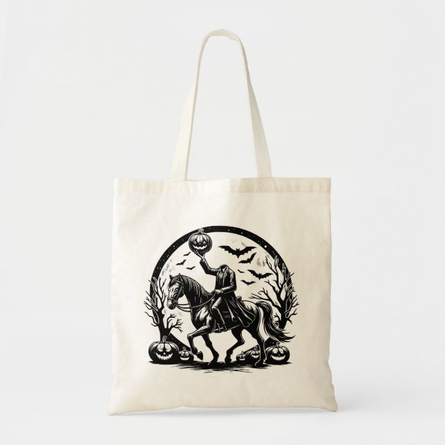 Headless Horseman Halloween Circle Design Tote Bag (Front)