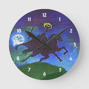 Headless Horseman in the Blue Light Wall Clock