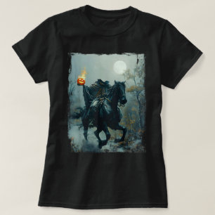 Headless Horseman Pumpkin Face Halloween Horror T-Shirt