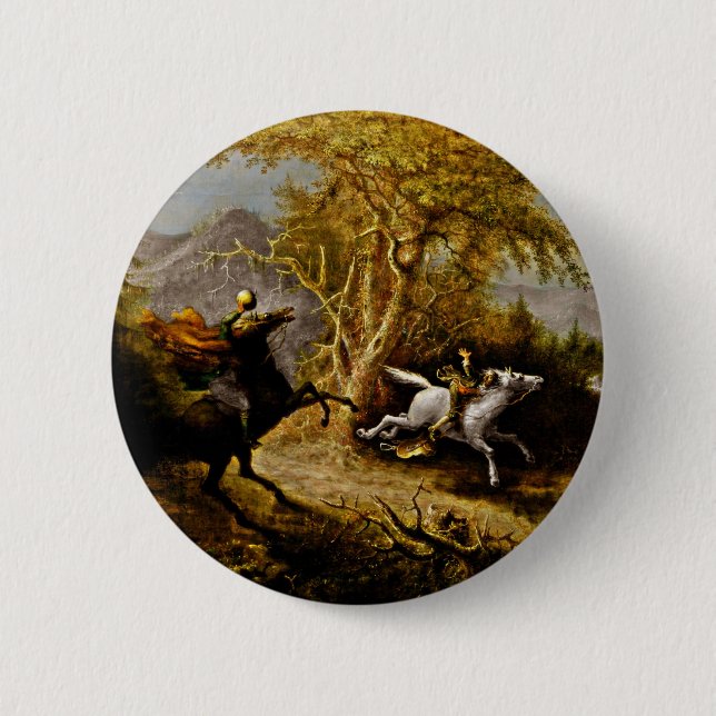 Headless Horseman Pursuing Ichabod Crane 2 Inch Round Button (Front)