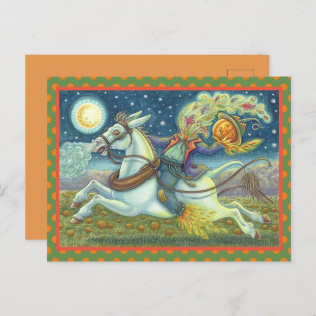 HEADLESS HORSEMAN SCARECROW HOLIDAY POSTCARD (Front/Back)