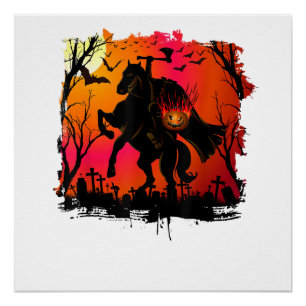Headless Horseman Shirt Urban Legend Halloween Pum Poster