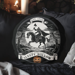 Headless Horseman Sleepy Hollow Halloween Round Pillow