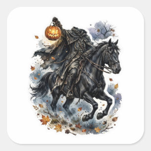 Headless Horseman Sticker, Sleepy Hollow Halloween Square Sticker