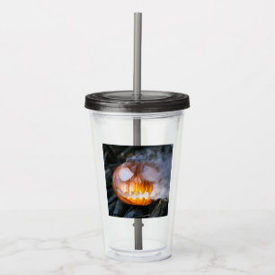 Headless Horseman's Jack-o-Lantern Head a Flame Acrylic Tumbler