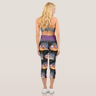 Headless Horseman's Jack-o-Lantern Head a Flame Capri Leggings