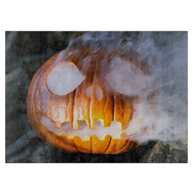 Headless Horseman's Jack-o-Lantern Head a Flame Cutting Board (Front)