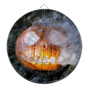 Headless Horseman's Jack-o-Lantern Head a Flame Dartboard