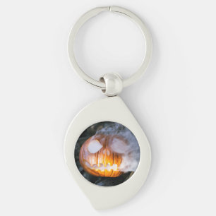 Headless Horseman's Jack-o-Lantern Head a Flame Keychain
