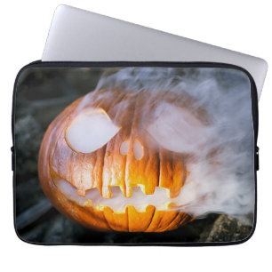 Headless Horseman's Jack-o-Lantern Head a Flame Laptop Sleeve