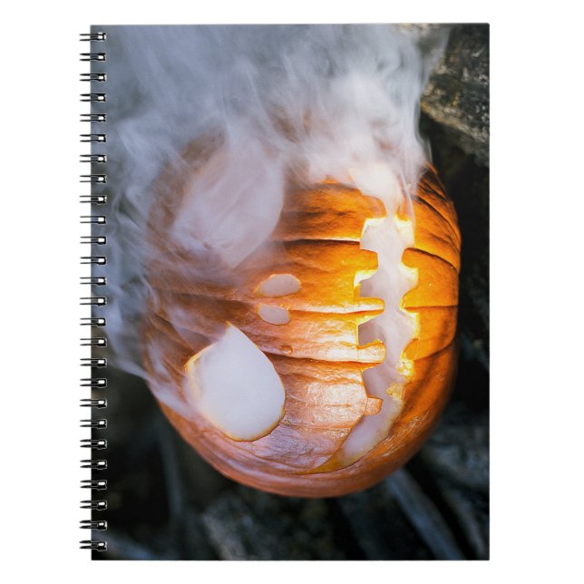 Headless Horseman's Jack-o-Lantern Head a Flame Notebook (Front)