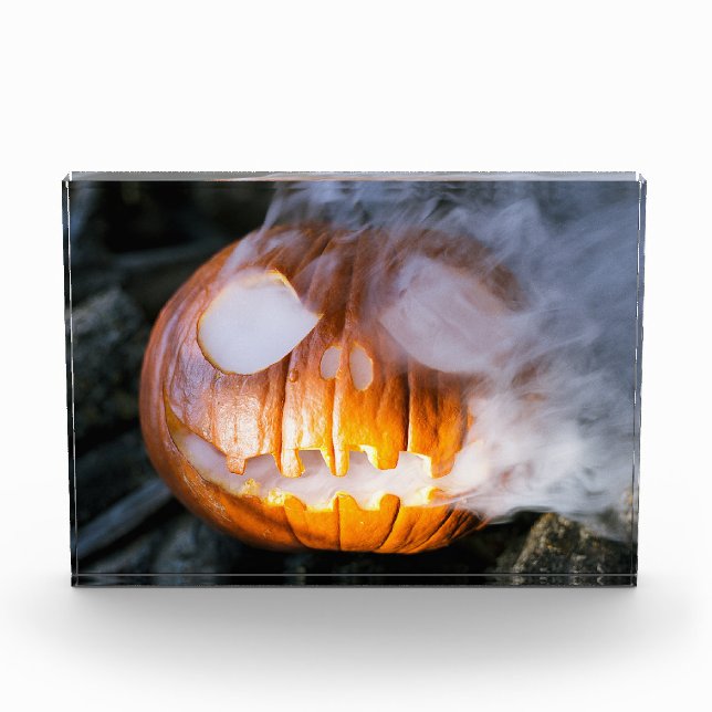 Headless Horseman's Jack-o-Lantern Head a Flame Photo Block (Front)