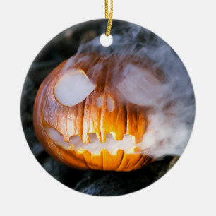 Headless Horseman's lost Pumpkin Head Halloween    Ceramic Ornament