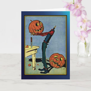 "Headless" Pumpkin Head Man Vintage Halloween Card