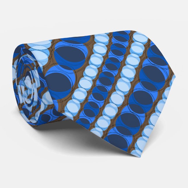 Headlights Polka Dot Striped Royal Blue Two-sided Tie (Rolled)