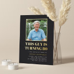 Headline 80th Birthday Party Photo<br><div class="desc">Celebrate his milestone birthday with these festive party invitations featuring "this guy is turning 80" in gold foil lettering and a favorite photo outlined in gold. Personalize with your party details beneath.</div>