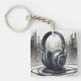 Headphone Artwork Music Lover Keychain