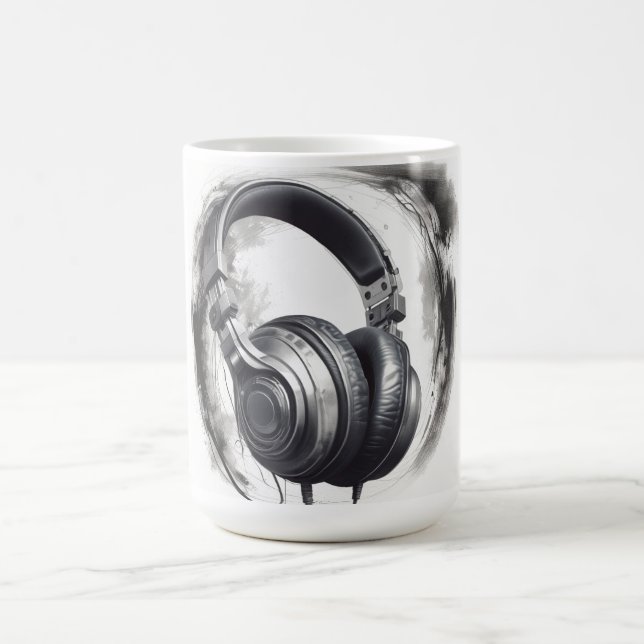 Headphone Artwork Music Lover Magic Mug (Center)