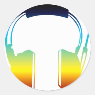 headphone classic round sticker