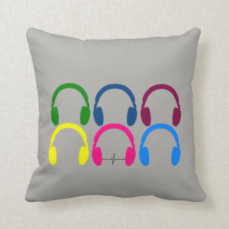 Headphone Heartbeat Throw Pillow