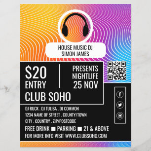 Headphone Music Wave Logo, Professional DJ Advert Flyer