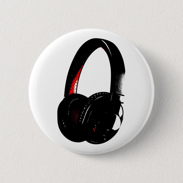 Headphone Pop Art Head Phone 2 Inch Round Button (Front)