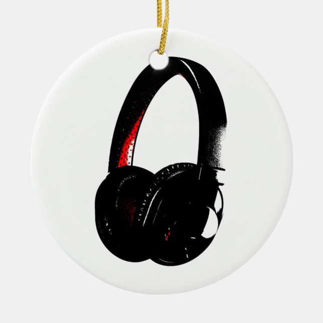Headphone Pop Art Head Phone Ceramic Ornament (Front)