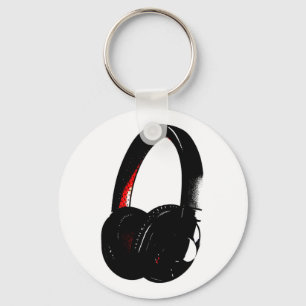 Headphone Pop Art Head Phone Keychain