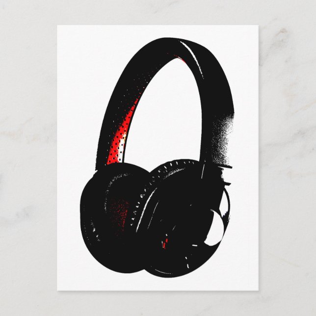 Headphone Pop Art Head Phone Postcard (Front)