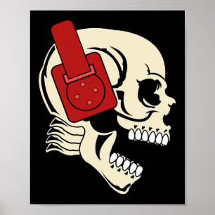 Headphone Skull Dj Halloween Creepy Edm Gift  Poster