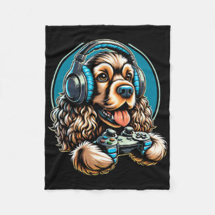Headphone Video Game Er Spaniel Dog Gaming Fleece Blanket