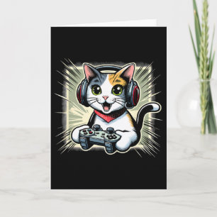 Headphone Video Game Japanese Bobtail Cat Gaming  Card