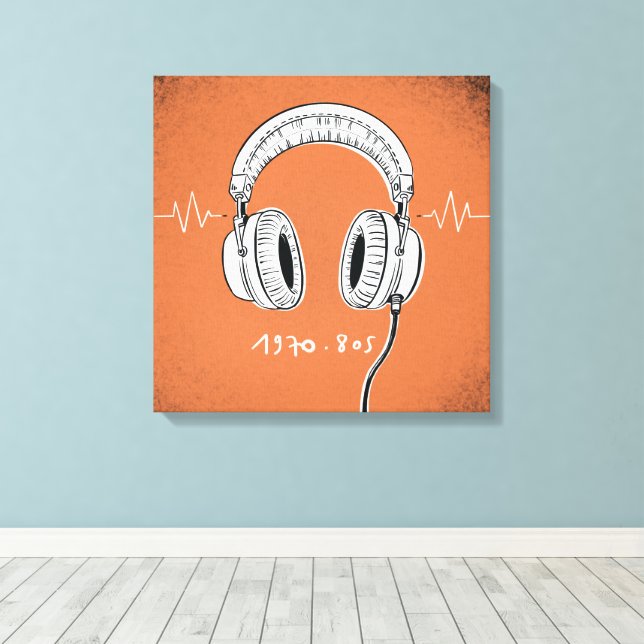 Headphones 1970–80s  canvas print (Insitu(Wood Floor))