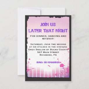 HEADPHONES Bar Bat Mitzvah Party Reception Card