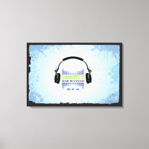 HEADPHONES Bat Bar Mitzvah Sign-In Board Canvas Print
